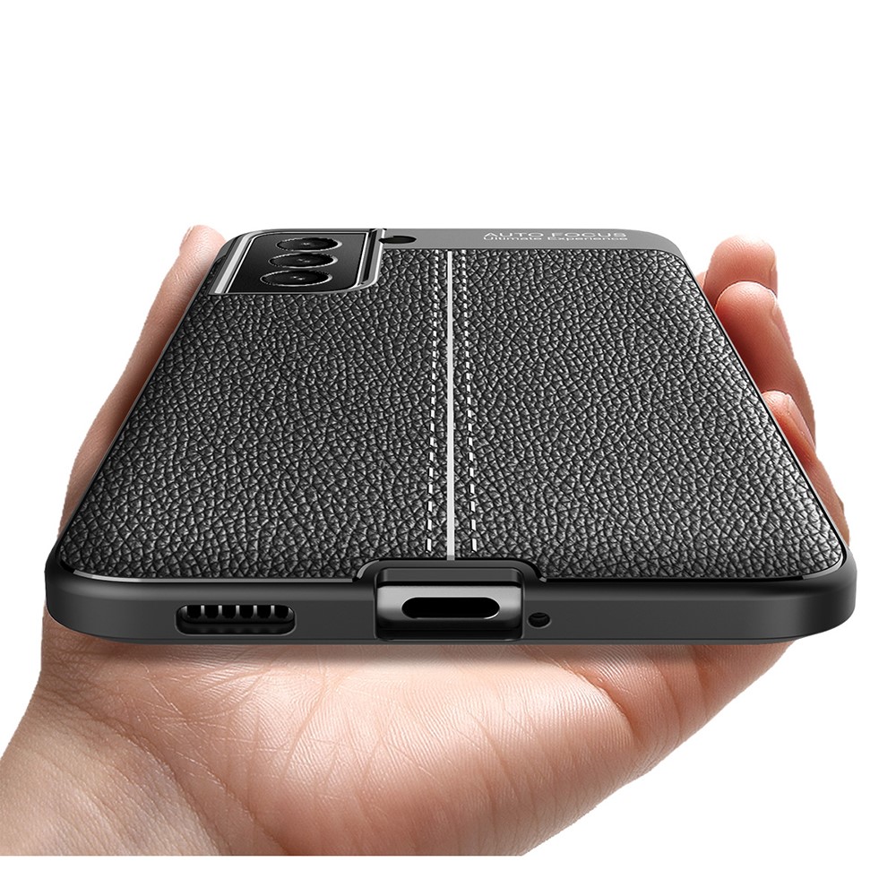 Samsung Galaxy S21 FE Удароустойчив Litchi Skin Калъф и Протектор