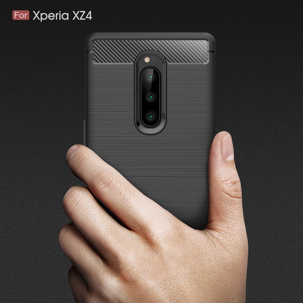 Sony Xperia 1 Carbon Fiber Удароустойчив Калъф и Протектор