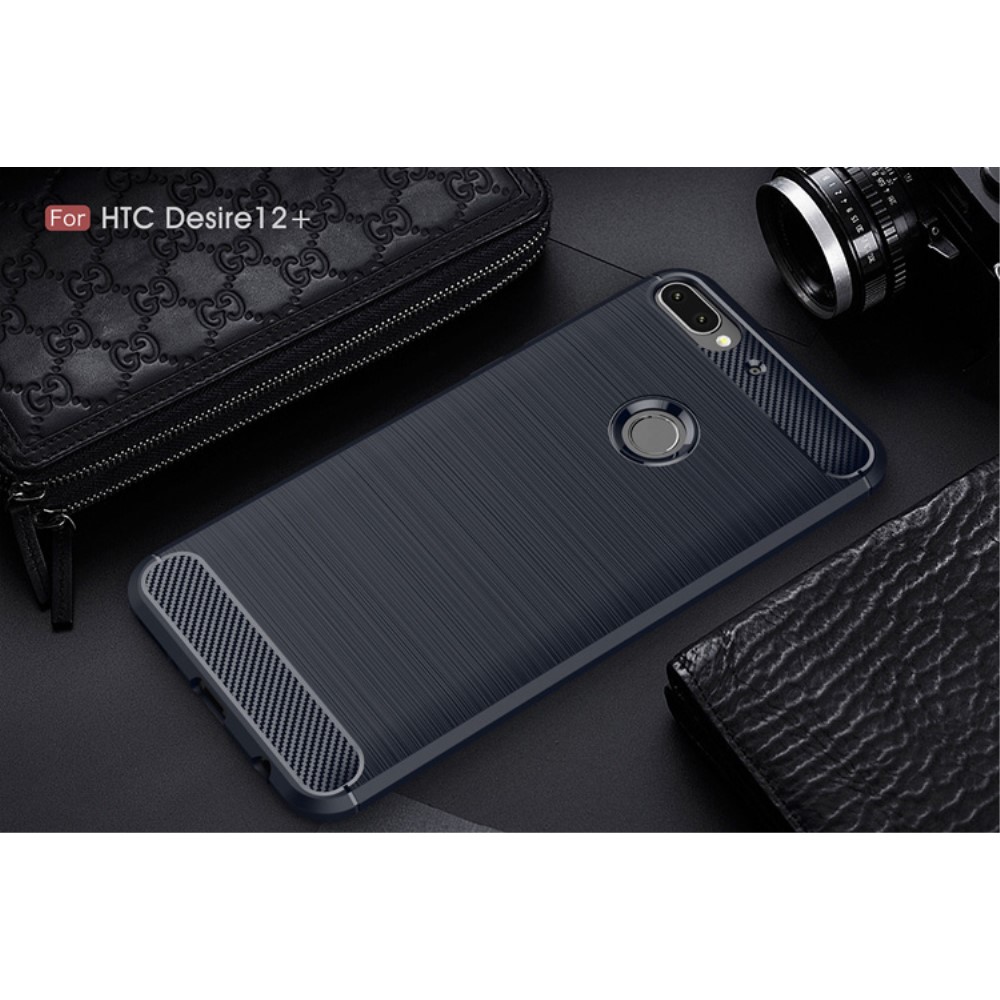 HTC Desire 12+/12 Plus Удароустойчив Carbon Fiber Калъф и Протектор