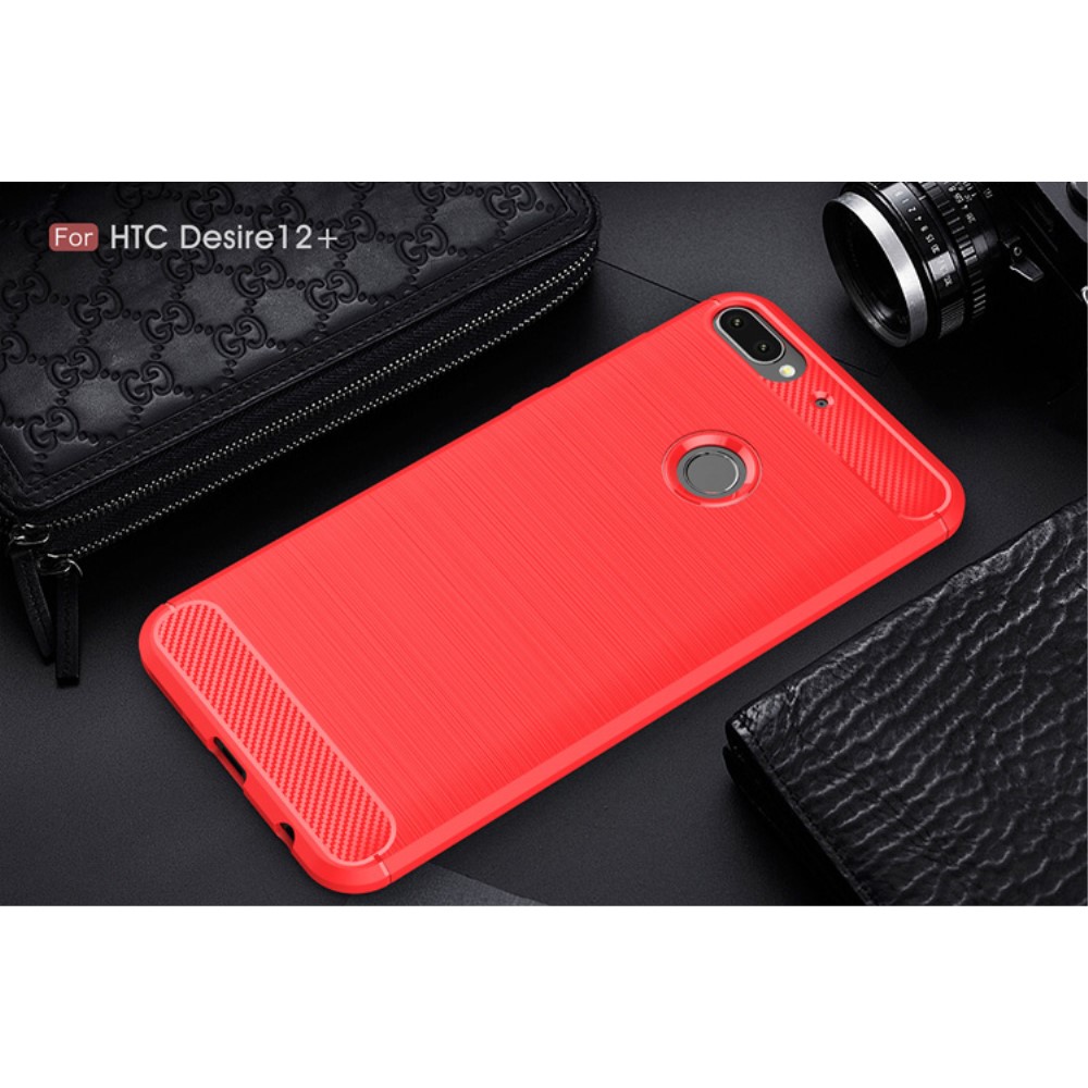 HTC Desire 12+/12 Plus Удароустойчив Carbon Fiber Калъф и Протектор