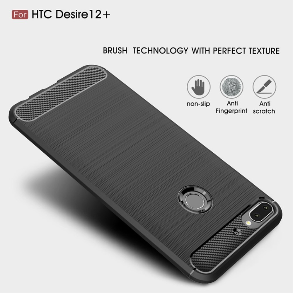 HTC Desire 12+/12 Plus Удароустойчив Carbon Fiber Калъф и Протектор