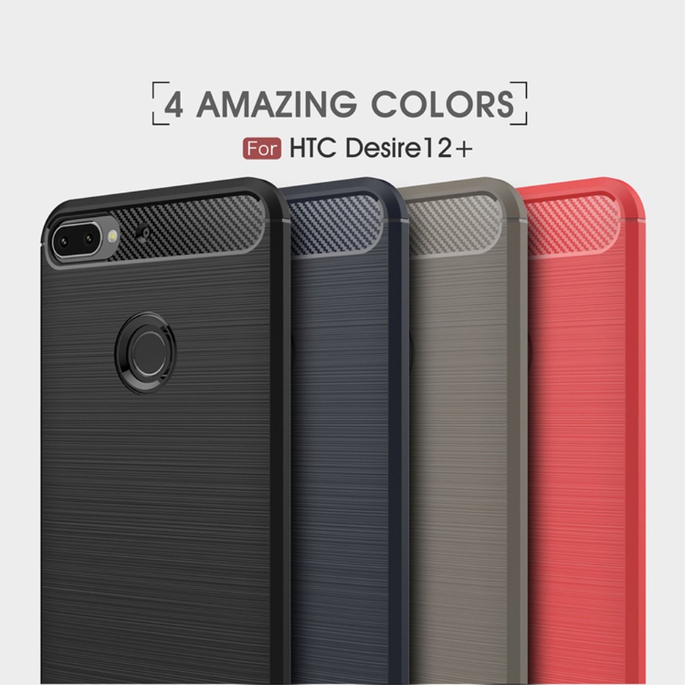 HTC Desire 12+/12 Plus Удароустойчив Carbon Fiber Калъф и Протектор