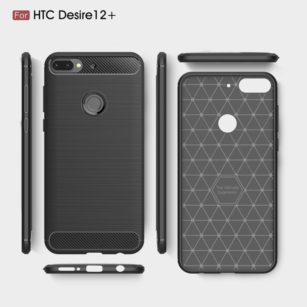 HTC Desire 12+/12 Plus Удароустойчив Carbon Fiber Калъф и Протектор