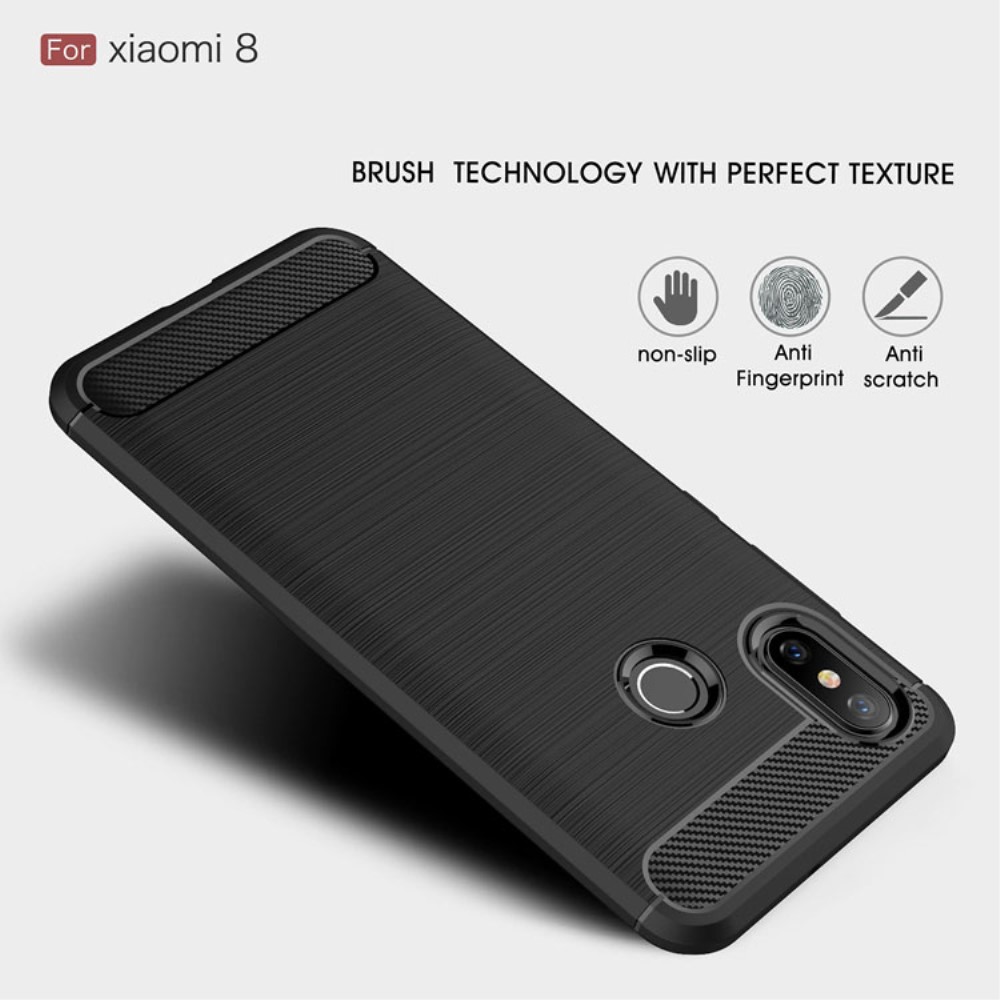 Xiaomi Mi 8 (6.21-inch) Удароустойчив Carbon Fiber Калъф и Протектор