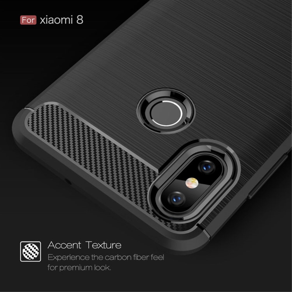 Xiaomi Mi 8 (6.21-inch) Удароустойчив Carbon Fiber Калъф и Протектор