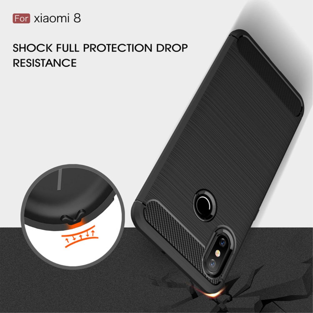 Xiaomi Mi 8 (6.21-inch) Удароустойчив Carbon Fiber Калъф и Протектор