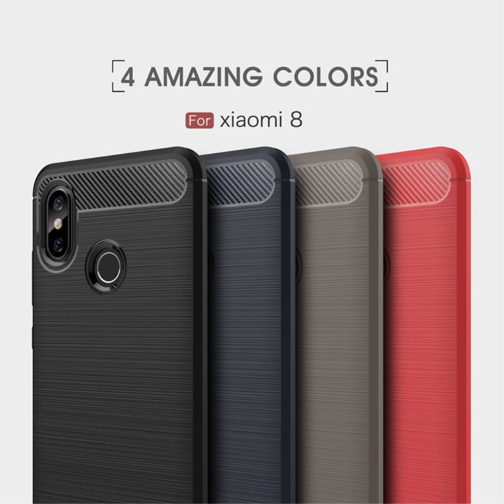 Xiaomi Mi 8 (6.21-inch) Удароустойчив Carbon Fiber Калъф и Протектор
