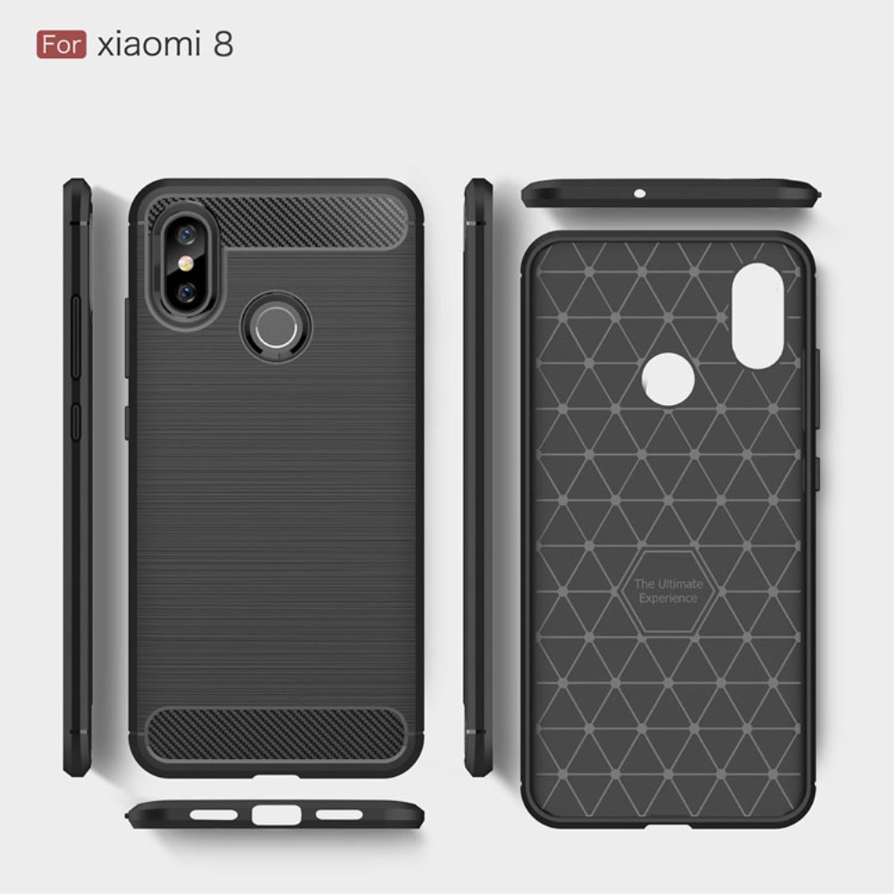 Xiaomi Mi 8 (6.21-inch) Удароустойчив Carbon Fiber Калъф и Протектор