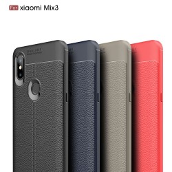 Xiaomi Mi Mix 3 Удароустойчив Litchi Skin Калъф и Протектор