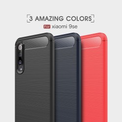 Xiaomi Mi 9 SE Удароустойчив Carbon Fiber Калъф и Протектор