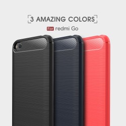 Xiaomi Redmi Go Удароустойчив Carbon Fiber Калъф и Протектор