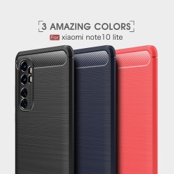 Xiaomi Mi Note 10 Lite Удароустойчив Carbon Fiber Калъф и Протектор