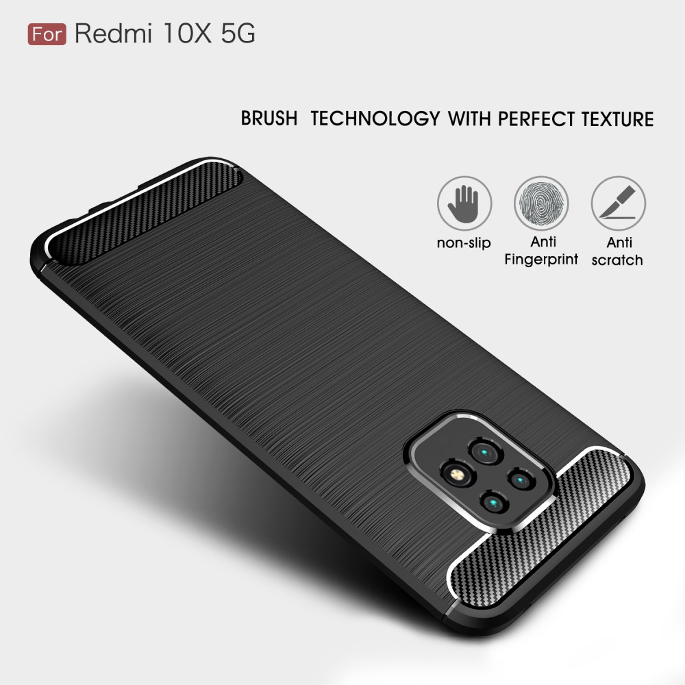 Xiaomi Redmi 10X 5G Удароустойчив Carbon Fiber Калъф и Протектор