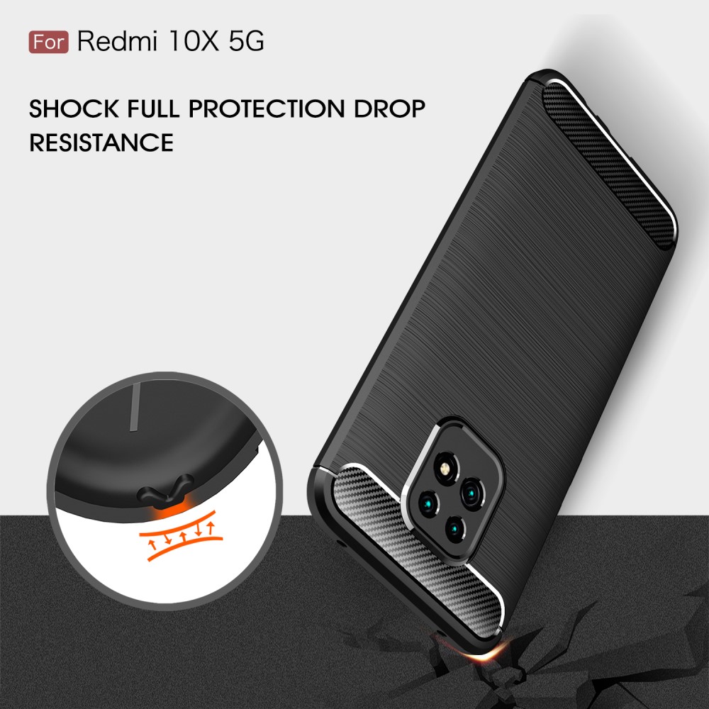 Xiaomi Redmi 10X 5G Удароустойчив Carbon Fiber Калъф и Протектор