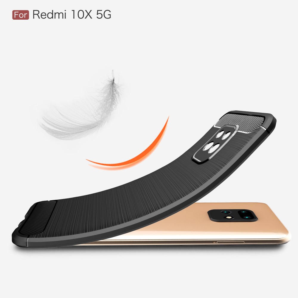 Xiaomi Redmi 10X 5G Удароустойчив Carbon Fiber Калъф и Протектор