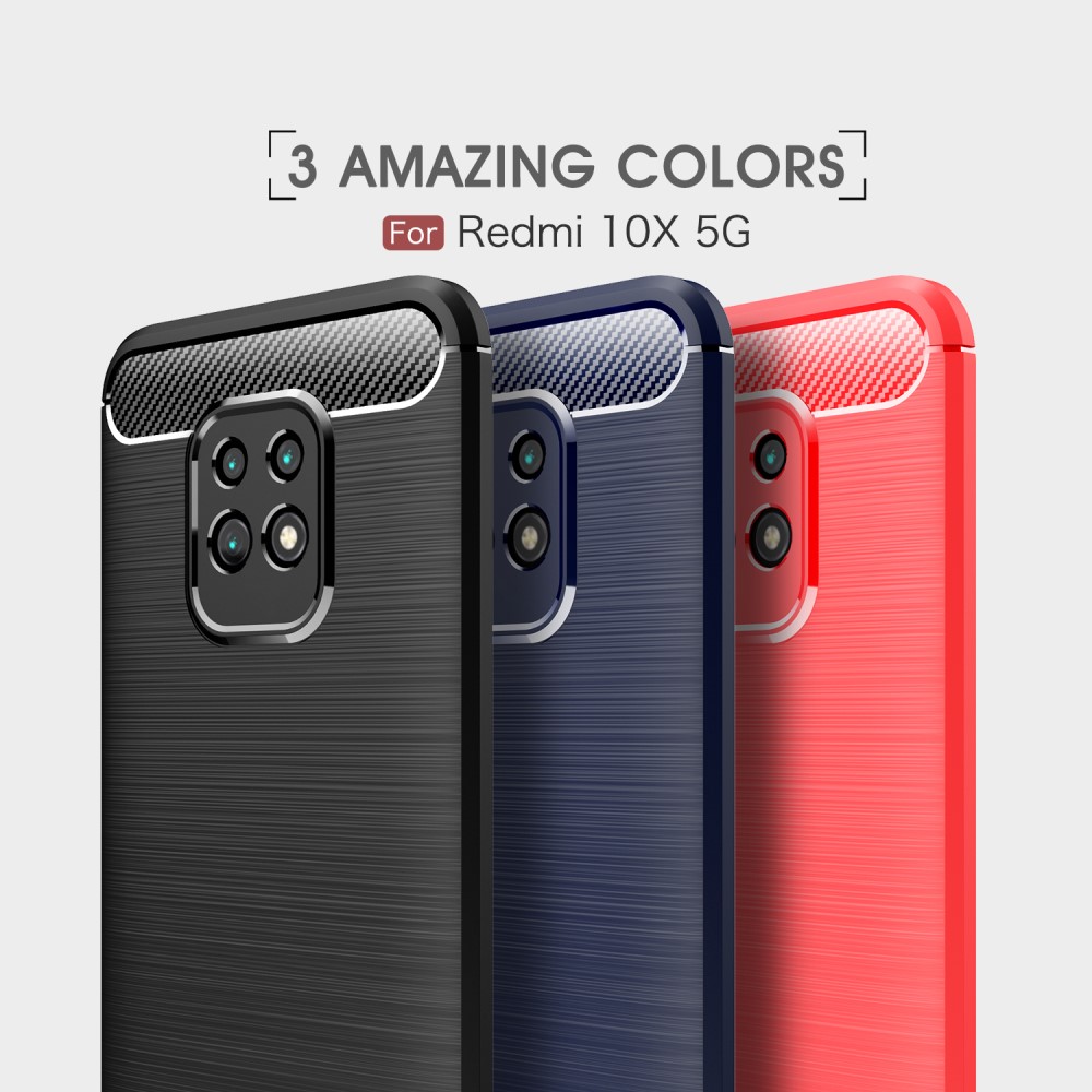 Xiaomi Redmi 10X 5G Удароустойчив Carbon Fiber Калъф и Протектор
