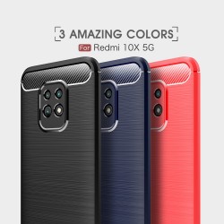 Xiaomi Redmi 10X 5G Удароустойчив Carbon Fiber Калъф и Протектор