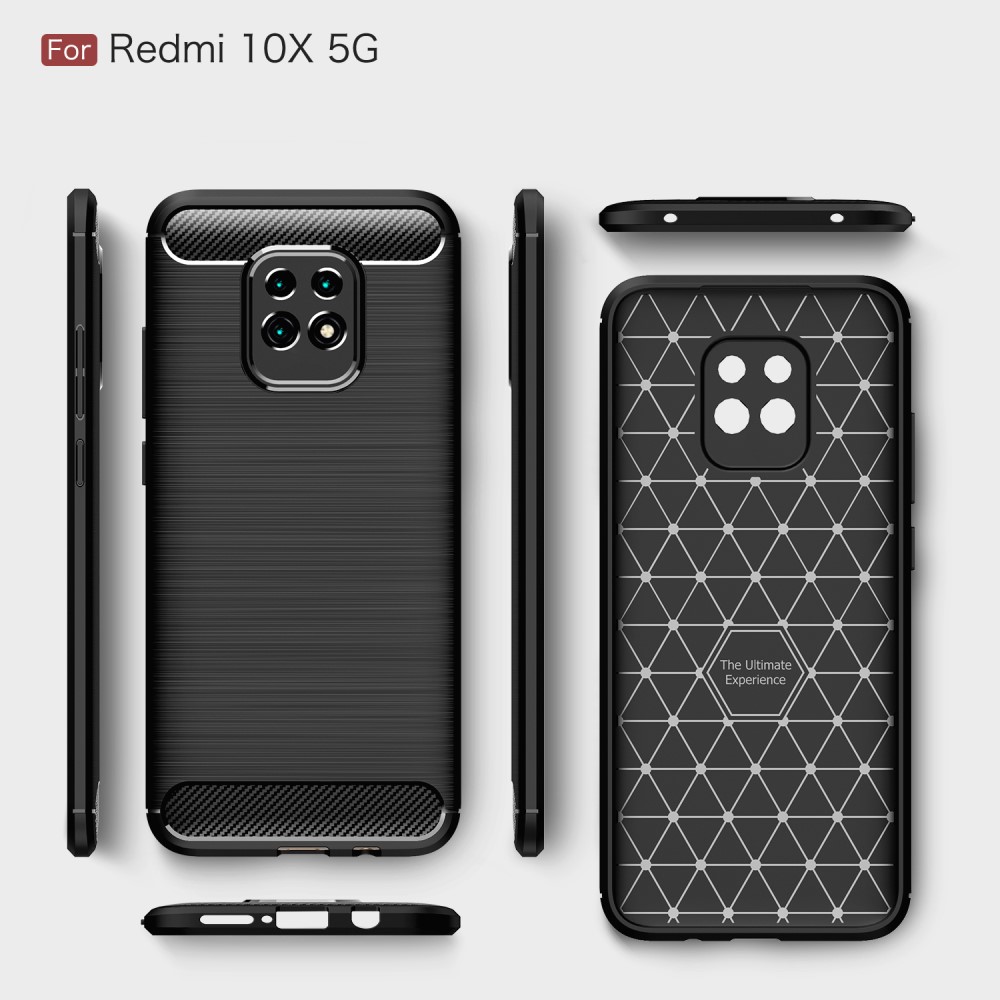 Xiaomi Redmi 10X 5G Удароустойчив Carbon Fiber Калъф и Протектор