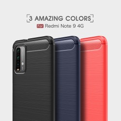 Xiaomi Poco M3/Redmi Note 9 4G Удароустойчив Carbon Fiber Калъф и Протектор