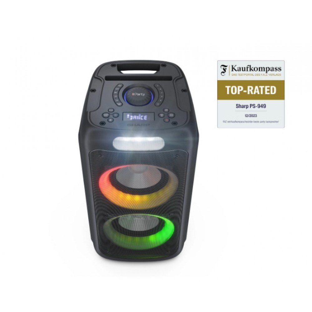 Sharp PS-949, XPARTY STREET BEAT Преносими Bluetooth Тонколони-132W Диско Светлини, IPX4 Водоустойчиви, до 12часа батерия