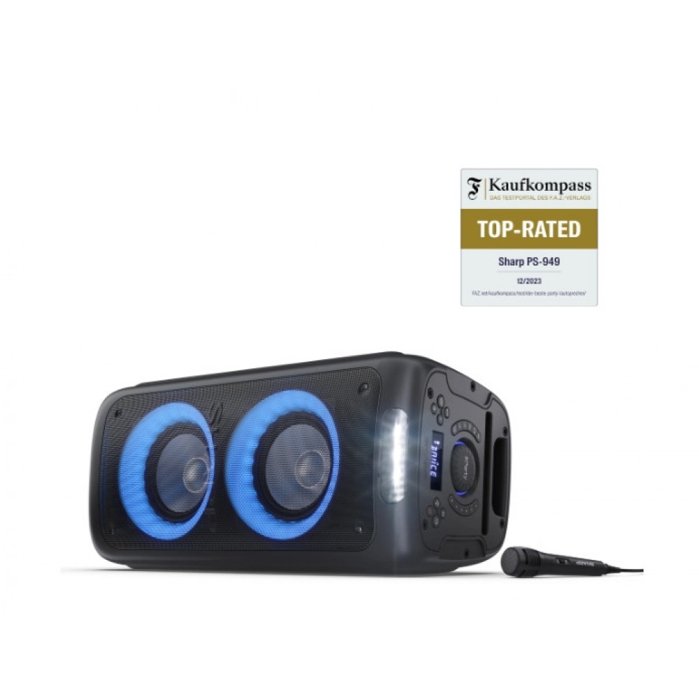 Sharp PS-949, XPARTY STREET BEAT Преносими Bluetooth Тонколони-132W Диско Светлини, IPX4 Водоустойчиви, до 12часа батерия