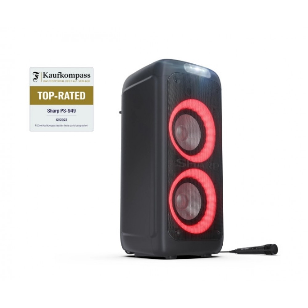 Sharp PS-949, XPARTY STREET BEAT Преносими Bluetooth Тонколони-132W Диско Светлини, IPX4 Водоустойчиви, до 12часа батерия