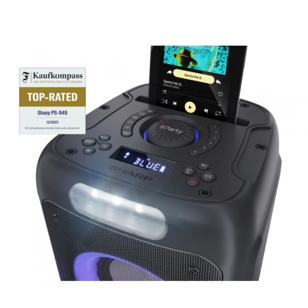 Sharp PS-949, XPARTY STREET BEAT Преносими Bluetooth Тонколони-132W Диско Светлини, IPX4 Водоустойчиви, до 12часа батерия