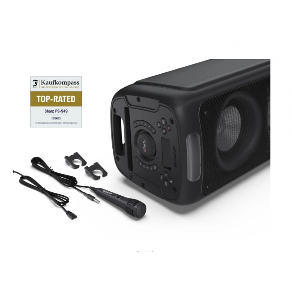 Sharp PS-949, XPARTY STREET BEAT Преносими Bluetooth Тонколони-132W Диско Светлини, IPX4 Водоустойчиви, до 12часа батерия