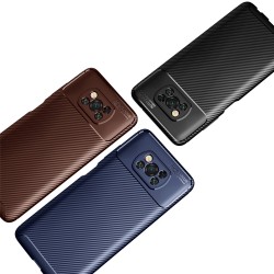 Xiaomi Poco X3 NFC Удароустойчив Carbon Fiber Калъф и Протектор