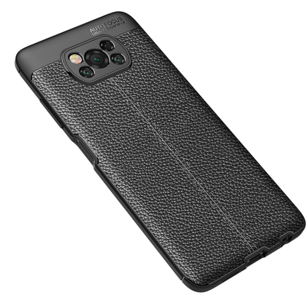 Xiaomi Poco X3 NFC Удароустойчив Litchi Skin Калъф и Протектор