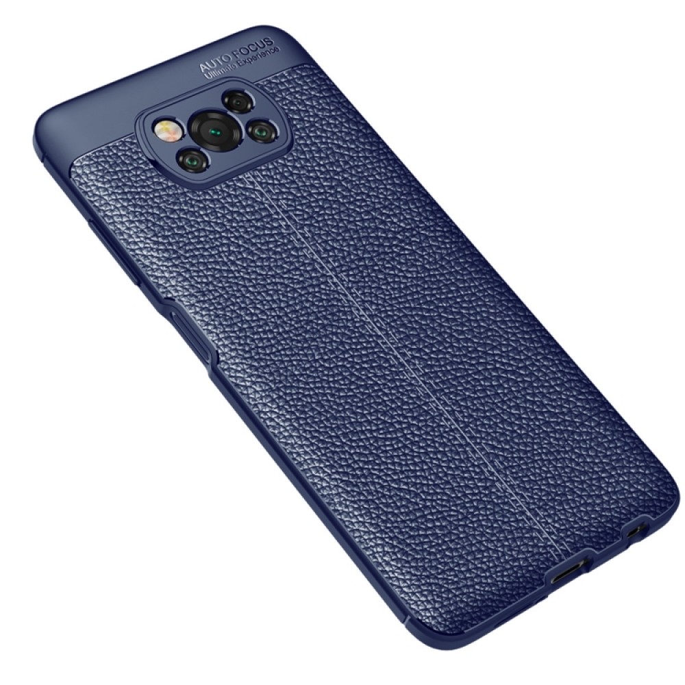 Xiaomi Poco X3 NFC Удароустойчив Litchi Skin Калъф и Протектор