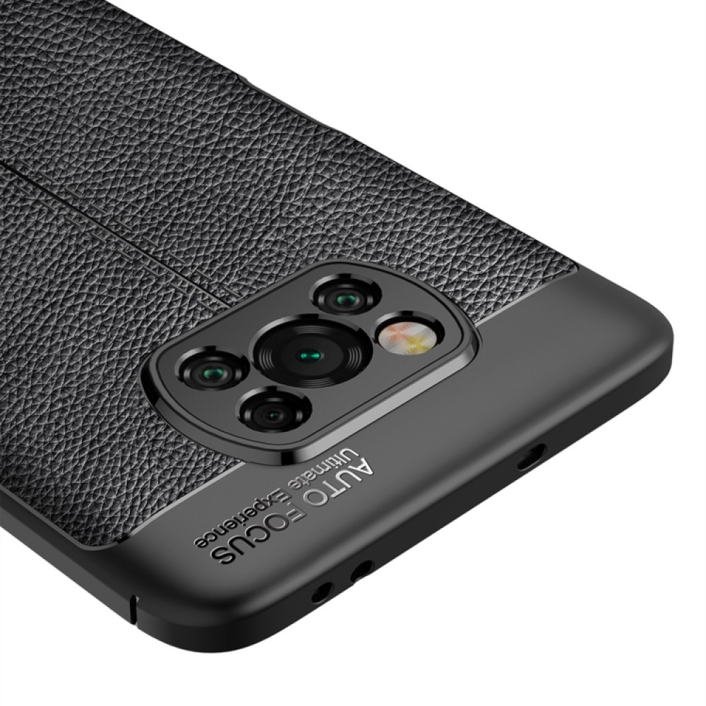 Xiaomi Poco X3 NFC Удароустойчив Litchi Skin Калъф и Протектор