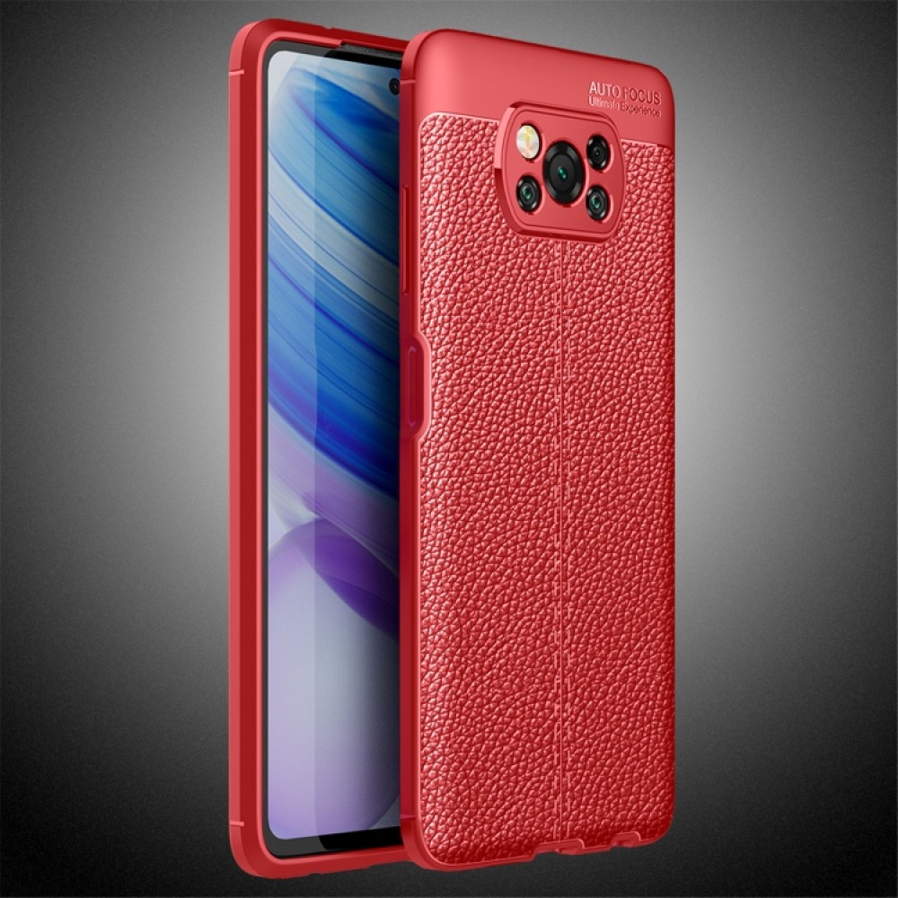 Xiaomi Poco X3 NFC Удароустойчив Litchi Skin Калъф и Протектор