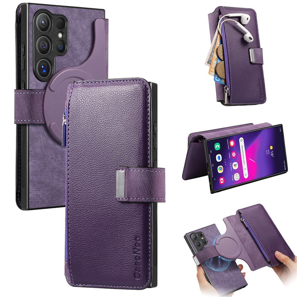 Калъф за Samsung Galaxy S24 Ultra CASENEO MW-02 Магнитен Портфейл от PU Кожа с Джоб с Цип, RFID Защита и Скрийн Протектор – 6 цвята