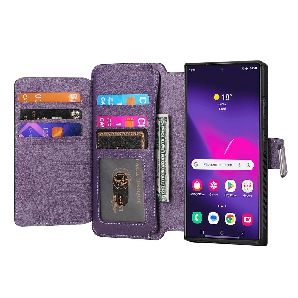 Калъф за Samsung Galaxy S24 Ultra CASENEO MW-02 Магнитен Портфейл от PU Кожа с Джоб с Цип, RFID Защита и Скрийн Протектор – 6 цвята