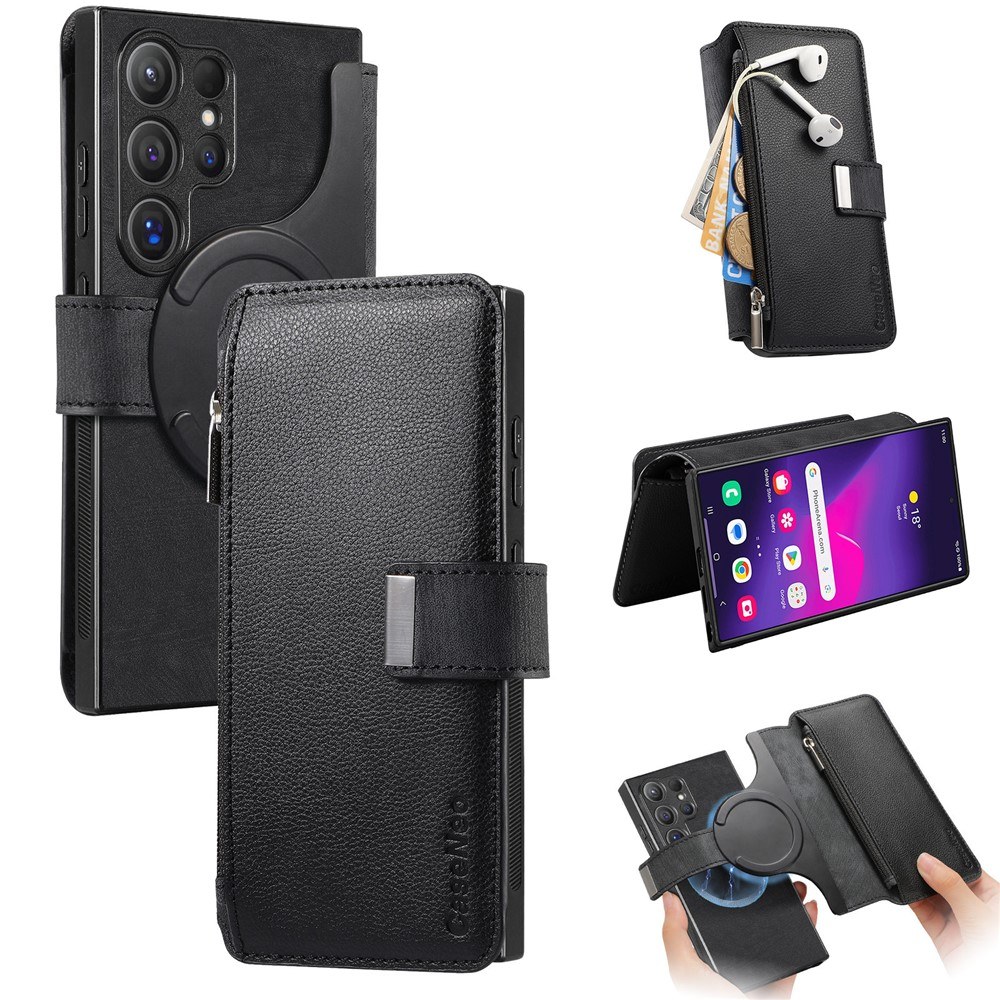 Калъф за Samsung Galaxy S24 Ultra CASENEO MW-02 Магнитен Портфейл от PU Кожа с Джоб с Цип, RFID Защита и Скрийн Протектор – 6 цвята