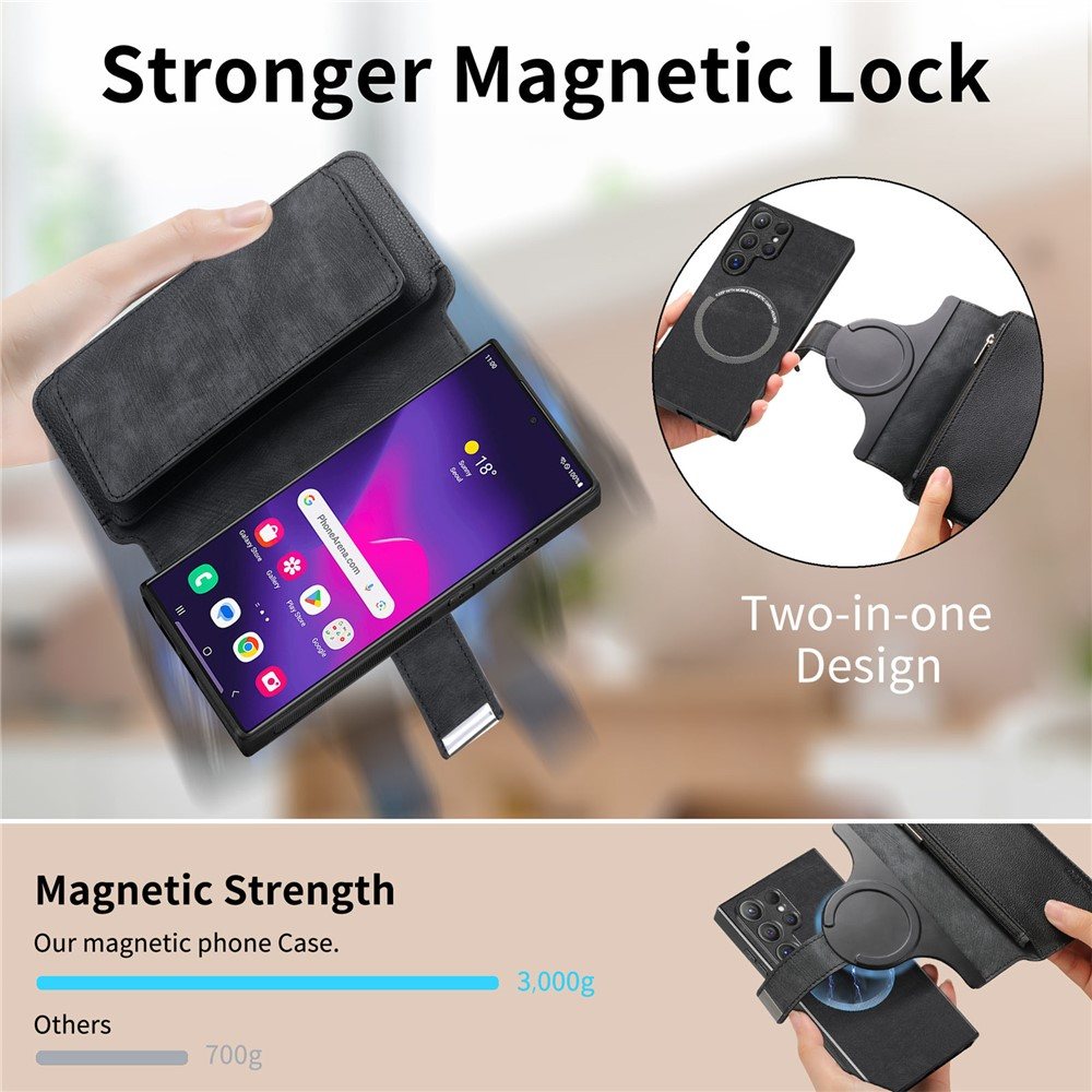 Калъф за Samsung Galaxy S24 Ultra CASENEO MW-02 Магнитен Портфейл от PU Кожа с Джоб с Цип, RFID Защита и Скрийн Протектор – 6 цвята