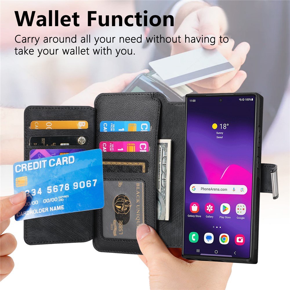 Калъф за Samsung Galaxy S24 Ultra CASENEO MW-02 Магнитен Портфейл от PU Кожа с Джоб с Цип, RFID Защита и Скрийн Протектор – 6 цвята