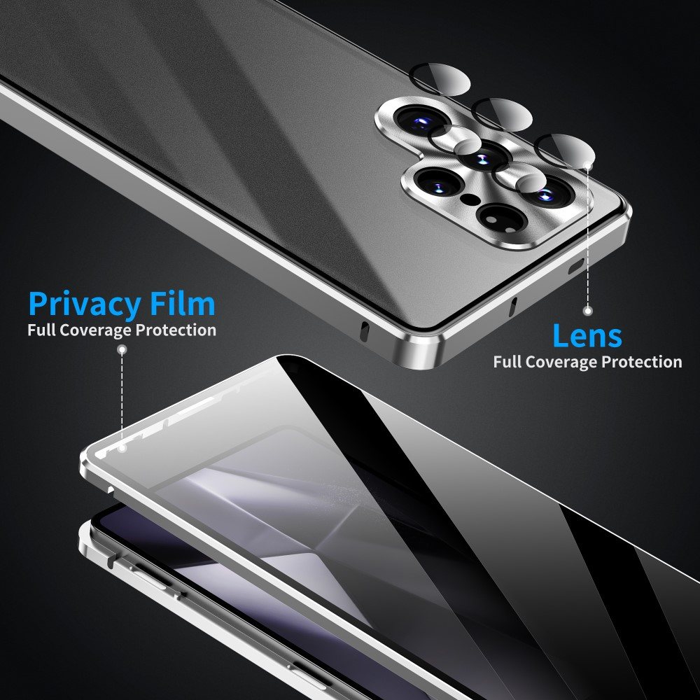 Samsung Galaxy S25 Ultra Калъф Anti-Spy със Закалено Стъкло и Магнитно Закопчаване + Протектор