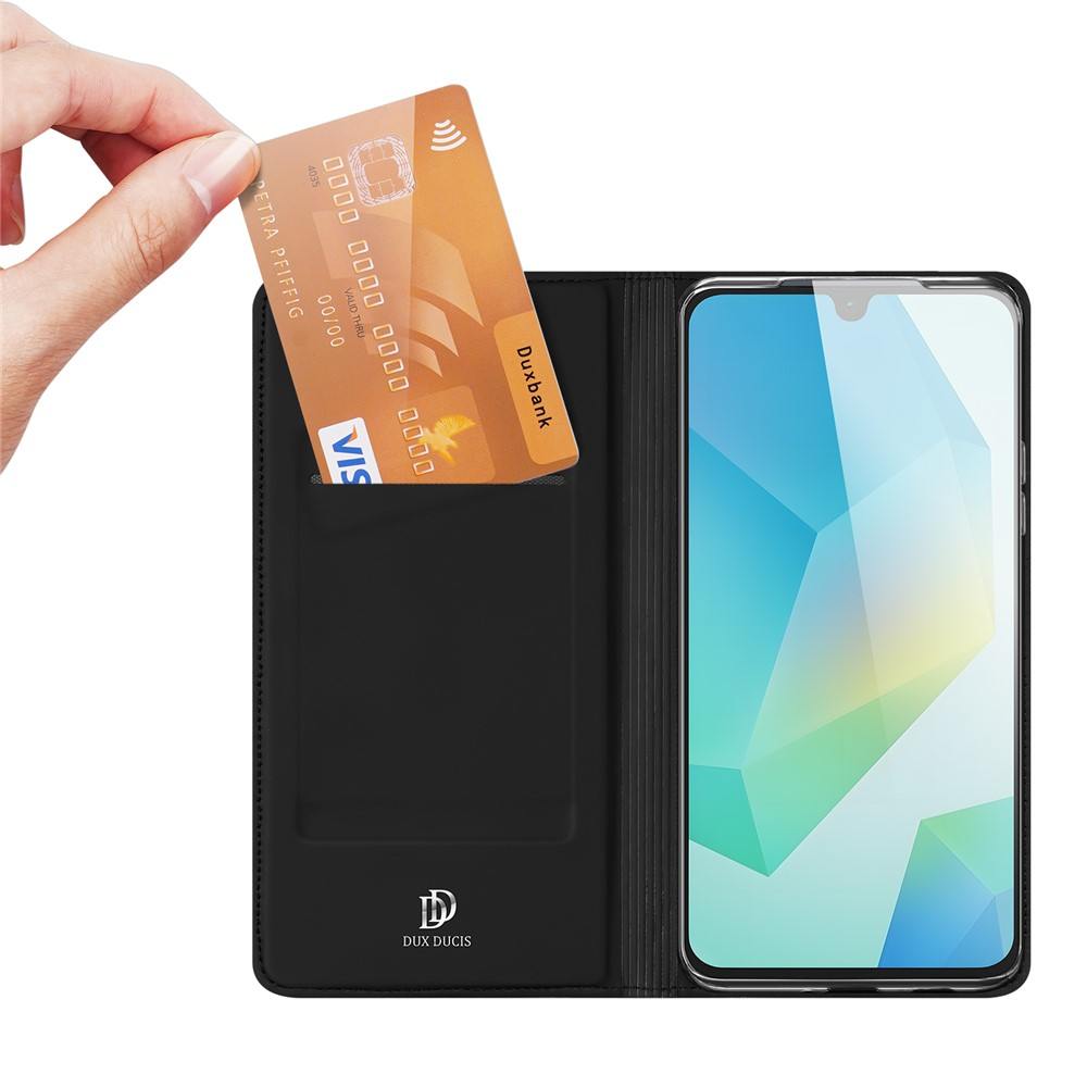 DUX DUCIS Кожен Калъф и Протектор за Samsung Galaxy A17 5G / A17 4G - Държач за Карти и Стойка (Черен, Син, Розов)