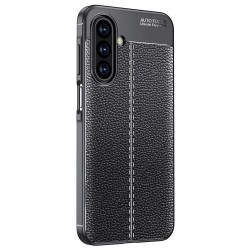 Защитен TPU калъф и Протектор за Samsung Galaxy A17 5G / A17 4G - Личи текстура, Черен 