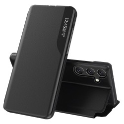 Защитен Кожен калъф със Стойка за Samsung Galaxy A17 5G / A17 4G | Протектор в Комплекта | Цвят: Черен, Тъмносин, Оранжев, Зелен, Червен, Лилав