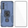 WANLONFENG Защитен калъф с Протектор за Samsung Galaxy A17 5G / A17 4G | Удароустойчив PC+TPU, Стойка, Темперирано стъкло | Черен, Сив, Син, Розов, Зелен