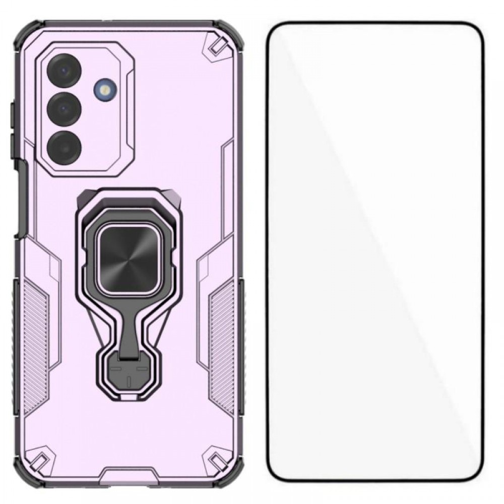 WANLONFENG Защитен калъф с Протектор за Samsung Galaxy A17 5G / A17 4G | Удароустойчив PC+TPU, Стойка, Темперирано стъкло | Черен, Сив, Син, Розов, Зелен