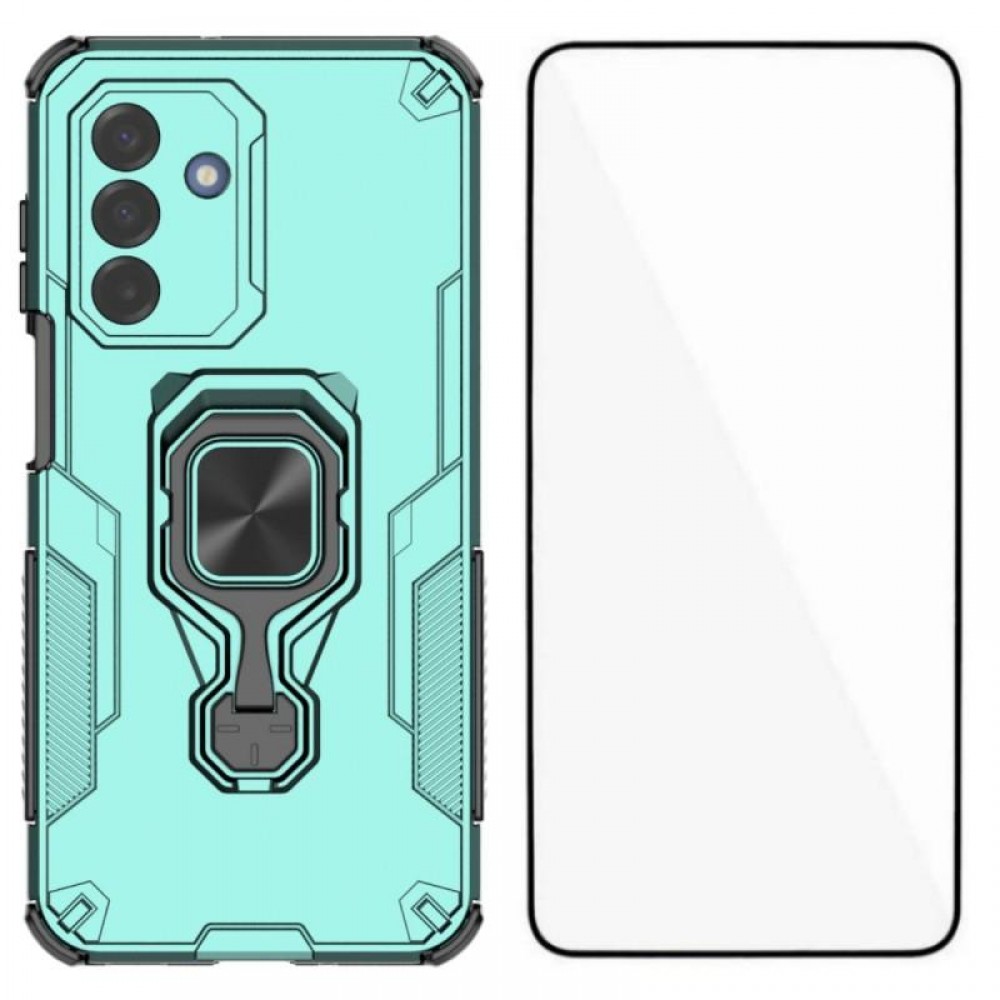 WANLONFENG Защитен калъф с Протектор за Samsung Galaxy A17 5G / A17 4G | Удароустойчив PC+TPU, Стойка, Темперирано стъкло | Черен, Сив, Син, Розов, Зелен