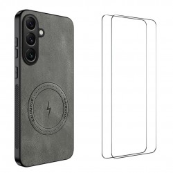 WANLONFENG SD Магнитен Калъф за Samsung Galaxy A57 5G - PC+TPU, Nappa текстура, 2 стъкла, 4 цвята