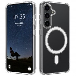 Прозрачен Магнитен Калъф за Samsung S26 - TPU+Акрил, Повдигнати ръбове, Прозрачен