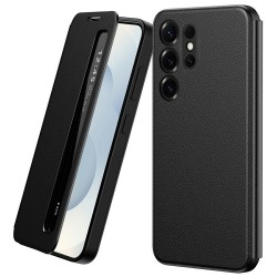 Smart View кожен калъф с прозорец и протектор за Samsung Galaxy S22 Ultra 5G - четири цвята