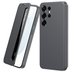 Smart View кожен калъф с прозорец и протектор за Samsung Galaxy S23 Ultra - четири цвята