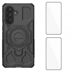 WANLONFENG KJ Калъф за Samsung Galaxy A57 5G - PC+TPU, Скрита стойка, 2 стъкла, Голям отвор, 5 цвята